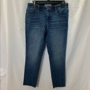 Wit & Wisdom Jeans Tummy Control Medium Blue Wash Skinny Size 6 Raw Hem NWOT
